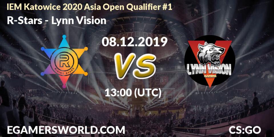 Pronósticos R-Stars - Lynn Vision. 08.12.2019 at 13:30. IEM Katowice 2020 Asia Open Qualifier #1 - Counter-Strike (CS2)