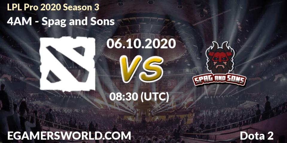 Pronósticos 4AM - Spag and Sons. 06.10.2020 at 07:33. LPL Pro 2020 Season 3 - Dota 2