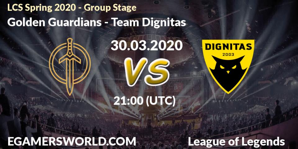 Pronósticos Golden Guardians - Team Dignitas. 30.03.20. LCS Spring 2020 - Group Stage - LoL