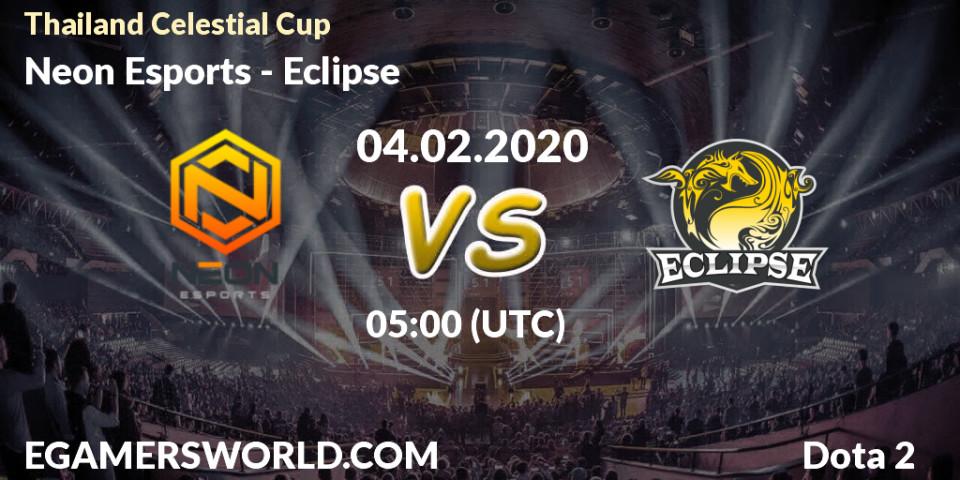 Pronósticos Neon Esports - Eclipse. 04.02.2020 at 05:29. Thailand Celestial Cup - Dota 2