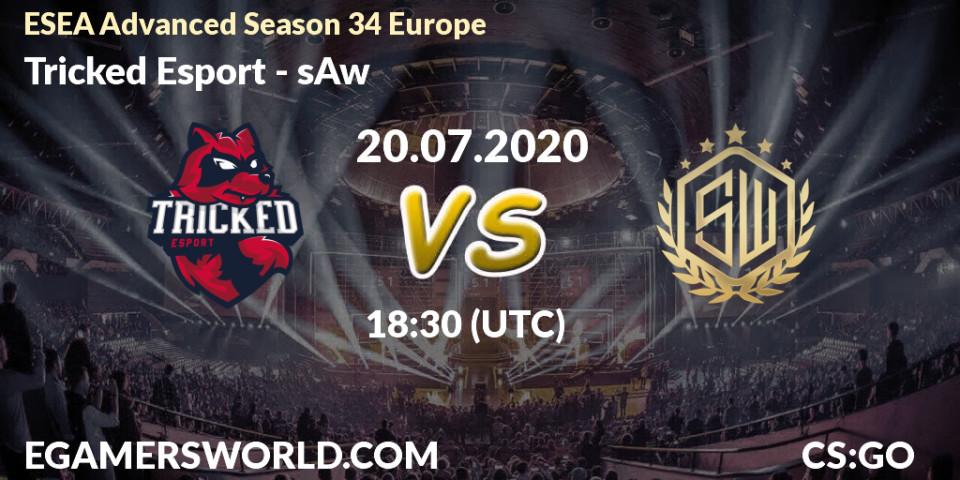 Pronósticos Tricked Esport - sAw. 20.07.2020 at 16:00. ESEA Advanced Season 34 Europe - Counter-Strike (CS2)
