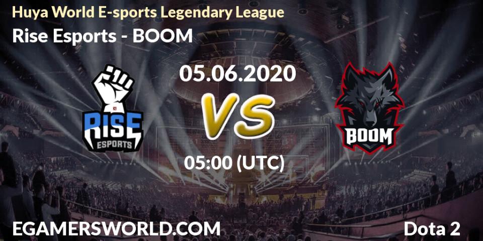 Pronósticos Rise Esports - BOOM. 05.06.2020 at 05:15. Huya World E-sports Legendary League - Dota 2