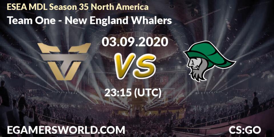Pronósticos Team One - New England Whalers. 20.10.2020 at 23:15. ESEA MDL Season 35 North America - Counter-Strike (CS2)