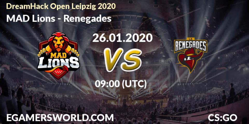 Pronósticos MAD Lions - Renegades. 26.01.20. DreamHack Open Leipzig 2020 - CS2 (CS:GO)