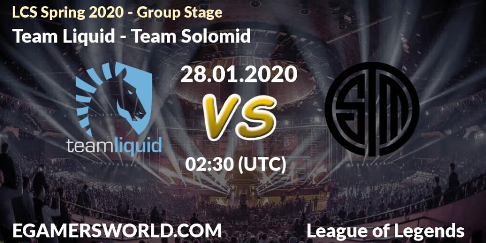 Pronósticos Team Liquid - Team Solomid. 29.02.20. LCS Spring 2020 - Group Stage - LoL