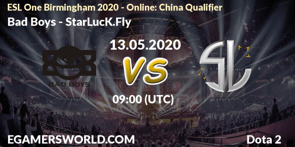 Pronósticos Bad Boys - StarLucK.Fly. 13.05.2020 at 06:00. ESL One Birmingham 2020 - Online: China Qualifier - Dota 2