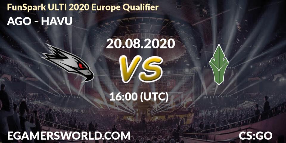 Pronósticos AGO - HAVU. 20.08.2020 at 16:00. FunSpark ULTI 2020 Europe Qualifier - Counter-Strike (CS2)