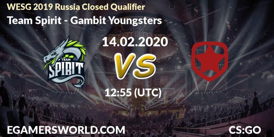 Pronósticos Team Spirit - Gambit Youngsters. 14.02.2020 at 12:55. WESG 2019 Russia Closed Qualifier - Counter-Strike (CS2)