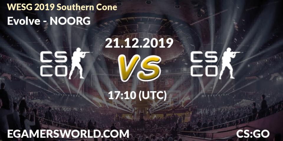 Pronósticos Evolve - NOORG. 21.12.2019 at 17:10. WESG 2019 Southern Cone - Counter-Strike (CS2)