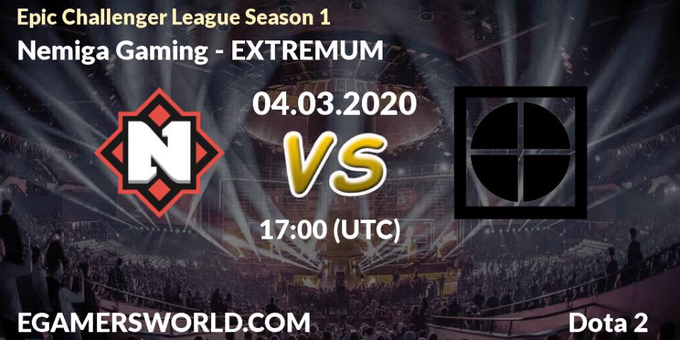 Pronósticos Nemiga Gaming - EXTREMUM. 04.03.2020 at 13:59. Epic Challenger League Season 1 - Dota 2