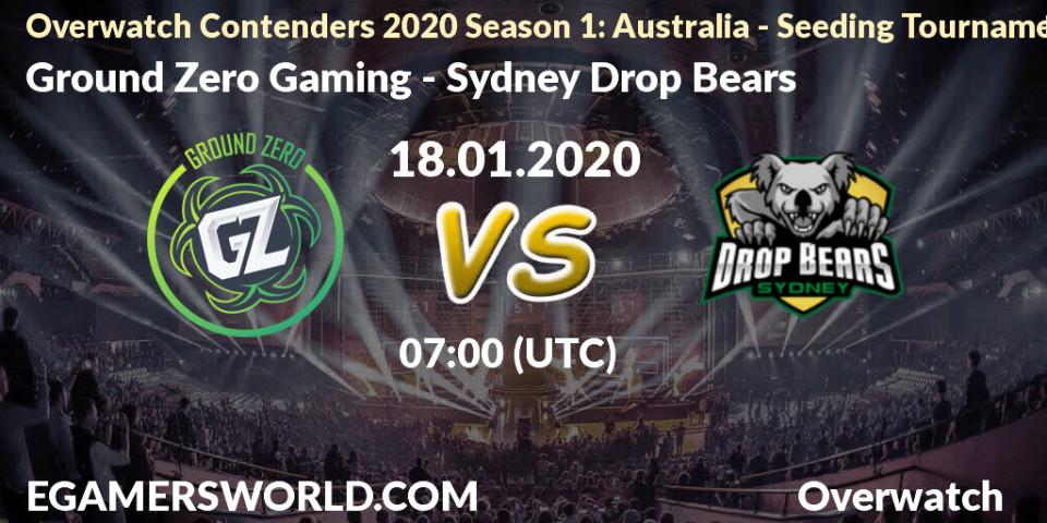 Pronósticos Ground Zero Gaming - Sydney Drop Bears. 18.01.20. Overwatch Contenders 2020 Season 1: Australia - Seeding Tournament - Overwatch