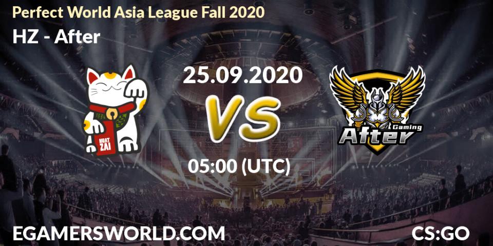 Pronósticos HZ - After. 25.09.2020 at 05:00. Perfect World Asia League Fall 2020 - Counter-Strike (CS2)