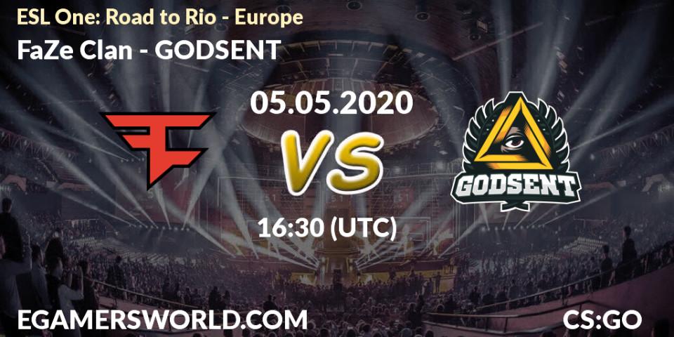 Pronósticos FaZe Clan - GODSENT. 05.05.2020 at 16:30. ESL One: Road to Rio - Europe - Counter-Strike (CS2)