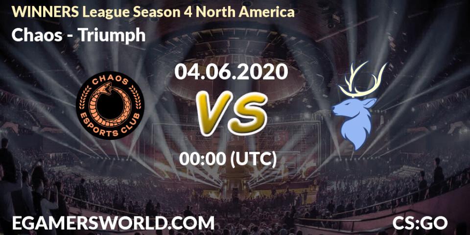 Pronósticos Chaos - Triumph. 04.06.2020 at 00:00. WINNERS League Season 4 North America - Counter-Strike (CS2)