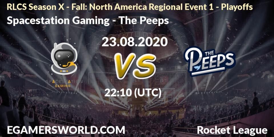Pronósticos Spacestation Gaming - The Peeps. 23.08.2020 at 22:10. RLCS Season X - Fall: North America Regional Event 1 - Playoffs - Rocket League