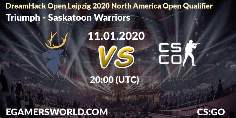 Pronósticos Triumph - Saskatoon Warriors. 11.01.2020 at 20:10. DreamHack Open Leipzig 2020 North America Open Qualifier - Counter-Strike (CS2)