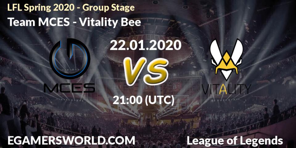 Pronósticos Team MCES - Vitality Bee. 22.01.20. LFL Spring 2020 - Group Stage - LoL