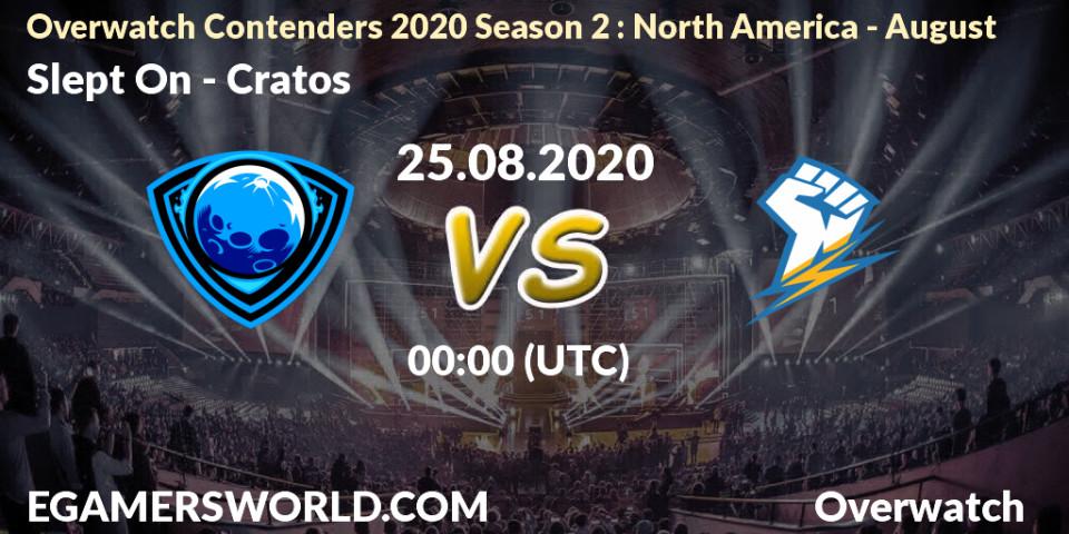 Pronósticos Slept On - Cratos. 24.08.2020 at 23:30. Overwatch Contenders 2020 Season 2: North America - August - Overwatch