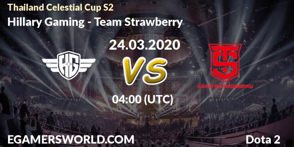 Pronósticos Hillary Gaming - Team Strawberry. 24.03.2020 at 04:35. Thailand Celestial Cup S2 - Dota 2