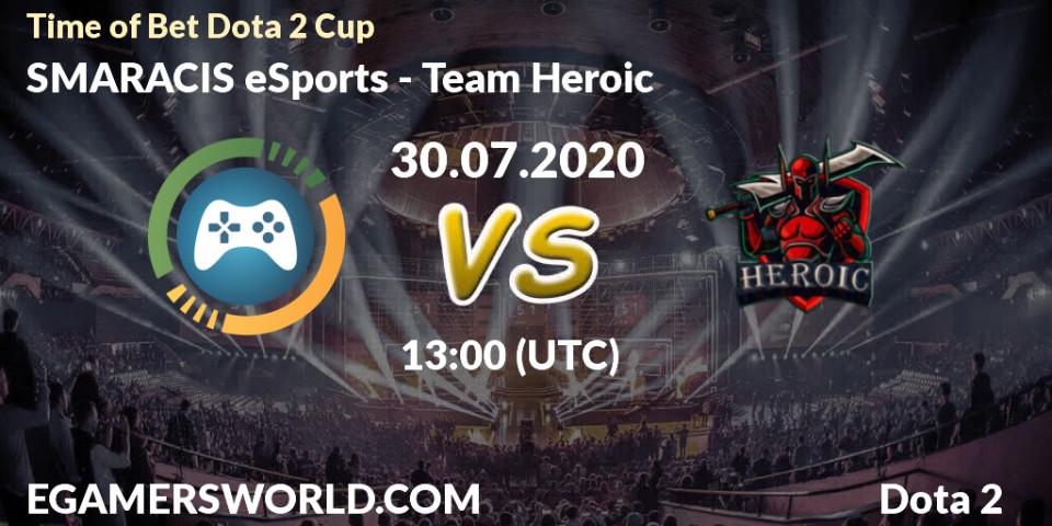 Pronósticos SMARACIS eSports - Team Heroic. 30.07.2020 at 13:00. Time of Bet Dota 2 Cup - Dota 2