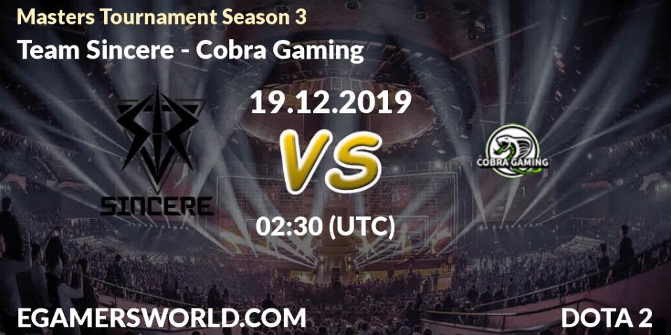Pronósticos Team Sincere - Cobra Gaming. 21.12.19. Masters Tournament Season 3 - Dota 2
