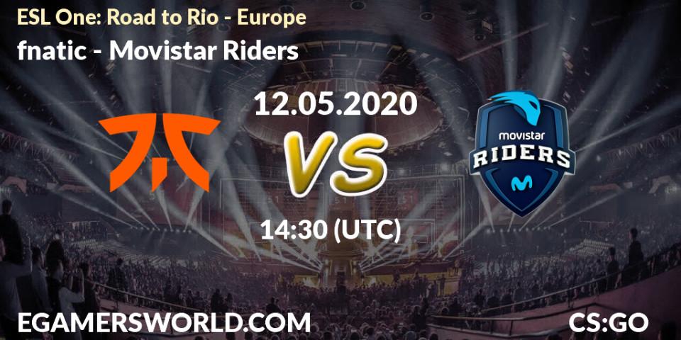 Pronósticos fnatic - Movistar Riders. 12.05.2020 at 14:30. ESL One: Road to Rio - Europe - Counter-Strike (CS2)