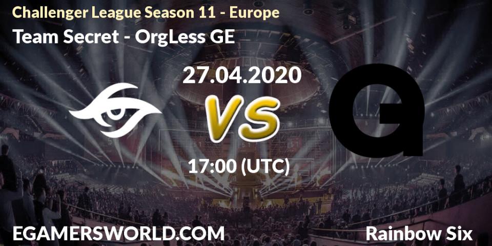 Pronósticos Team Secret - OrgLess GE. 28.04.2020 at 17:00. Challenger League Season 11 - Europe - Rainbow Six