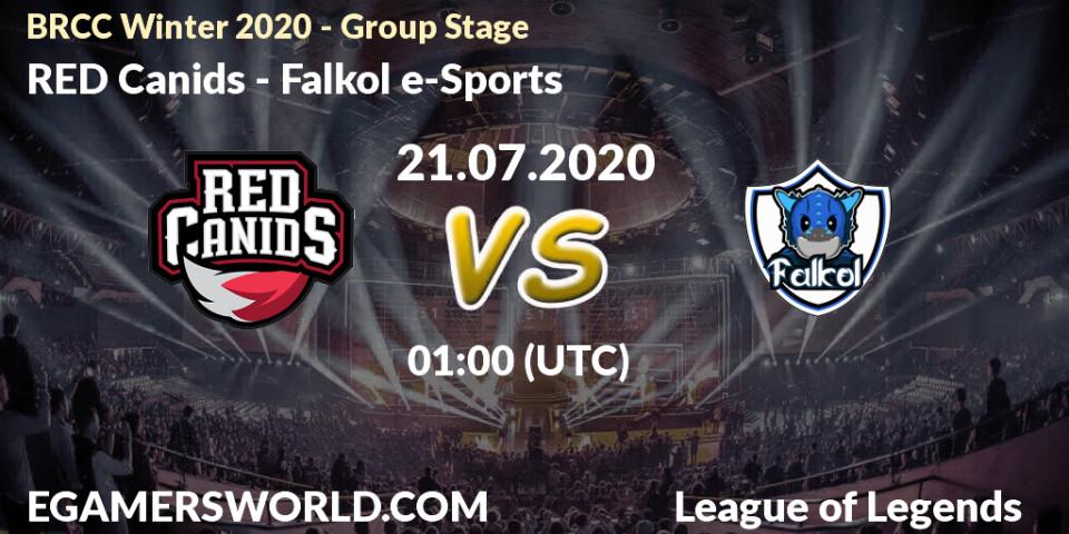 Pronósticos RED Canids - Falkol e-Sports. 21.07.20. BRCC Winter 2020 - Group Stage - LoL
