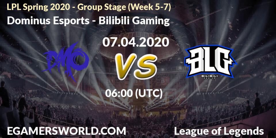 Pronósticos Dominus Esports - Bilibili Gaming. 07.04.2020 at 06:00. LPL Spring 2020 - Group Stage (Week 5-7) - LoL