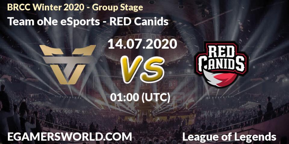 Pronósticos Team oNe eSports - RED Canids. 14.07.20. BRCC Winter 2020 - Group Stage - LoL