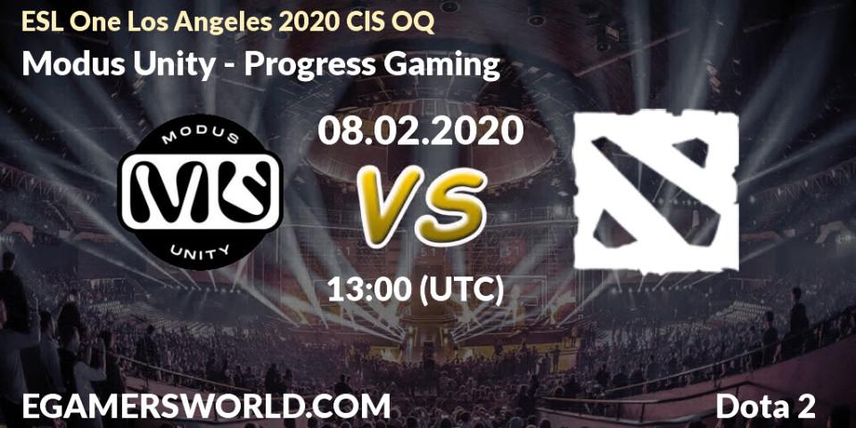 Pronósticos Modus Unity - Progress Gaming. 08.02.20. ESL One Los Angeles 2020 CIS OQ - Dota 2