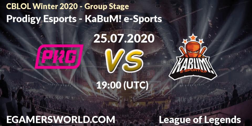Pronósticos Prodigy Esports - KaBuM! e-Sports. 25.07.20. CBLOL Winter 2020 - Group Stage - LoL
