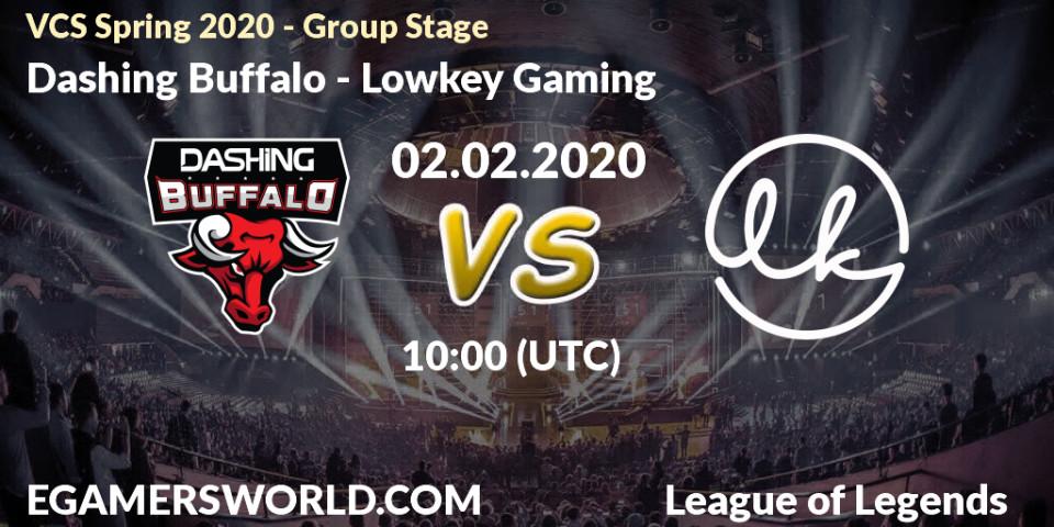 Pronósticos Dashing Buffalo - Lowkey Gaming. 02.02.20. VCS Spring 2020 - Group Stage - LoL