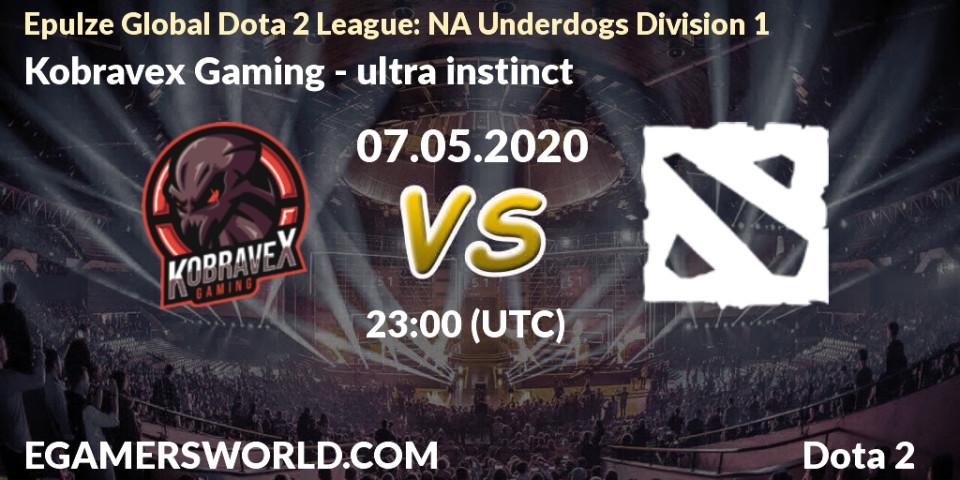 Pronósticos Kobravex Gaming - ultra instinct. 07.05.20. Epulze Global Dota 2 League: NA Underdogs Division 1 - Dota 2