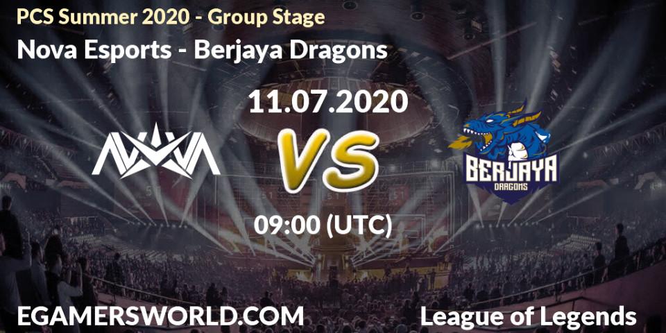 Pronósticos Nova Esports - Berjaya Dragons. 11.07.2020 at 09:00. PCS Summer 2020 - Group Stage - LoL