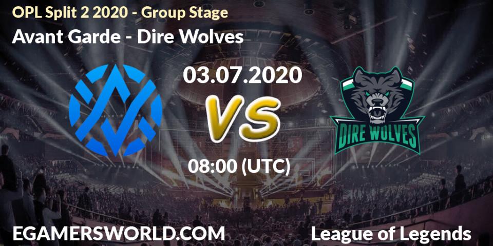 Pronósticos Avant Garde - Dire Wolves. 03.07.20. OPL Split 2 2020 - Group Stage - LoL