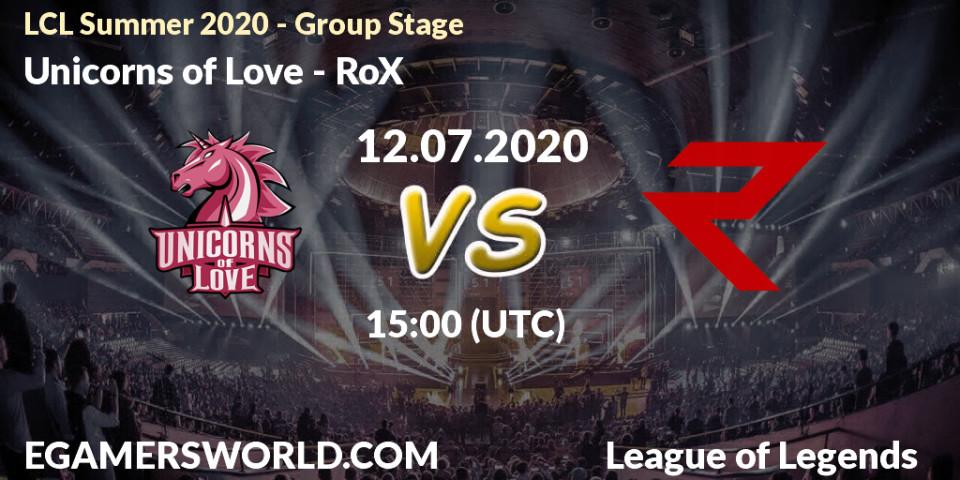 Pronósticos Unicorns of Love - RoX. 12.07.20. LCL Summer 2020 - Group Stage - LoL