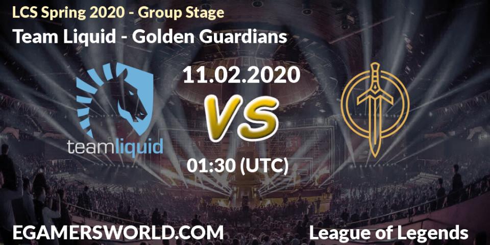 Pronósticos Team Liquid - Golden Guardians. 11.02.20. LCS Spring 2020 - Group Stage - LoL
