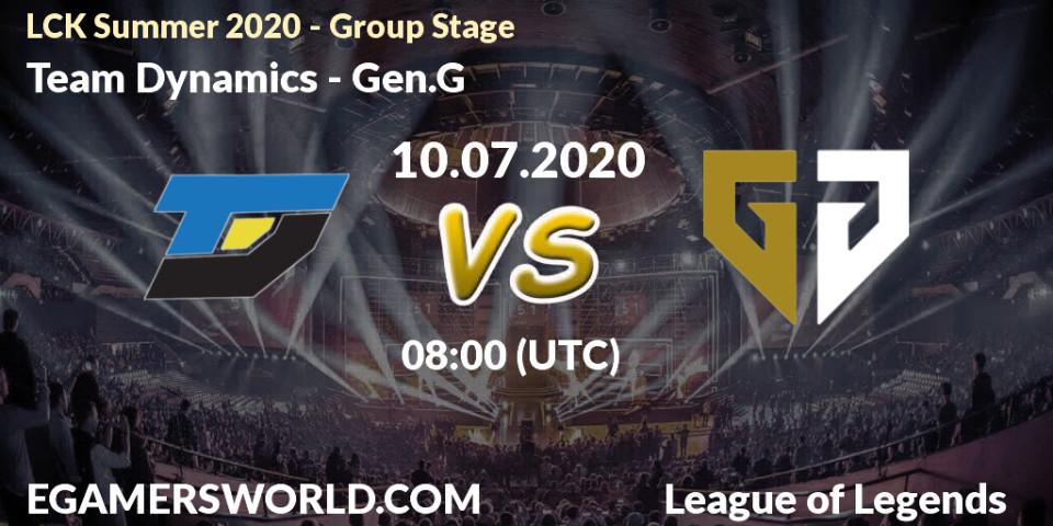 Pronósticos Team Dynamics - Gen.G. 10.07.2020 at 06:06. LCK Summer 2020 - Group Stage - LoL