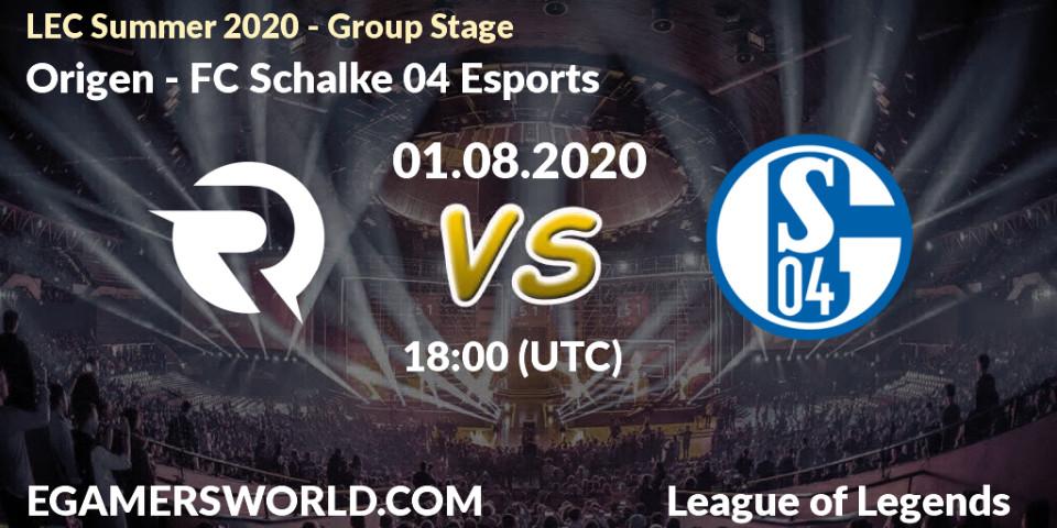 Pronósticos Origen - FC Schalke 04 Esports. 01.08.20. LEC Summer 2020 - Group Stage - LoL