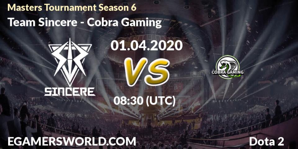 Pronósticos Team Sincere - Cobra Gaming. 01.04.20. Masters Tournament Season 6 - Dota 2