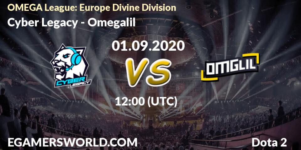Pronósticos Cyber Legacy - Omegalil. 01.09.2020 at 11:25. OMEGA League: Europe Divine Division - Dota 2