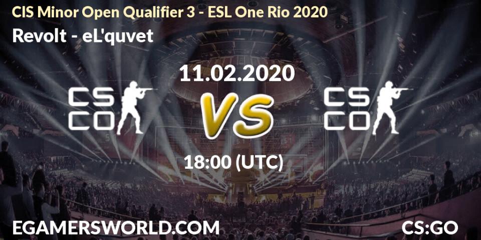Pronósticos Revolt - eL'quvet. 11.02.20. CIS Minor Open Qualifier 3 - ESL One Rio 2020 - CS2 (CS:GO)