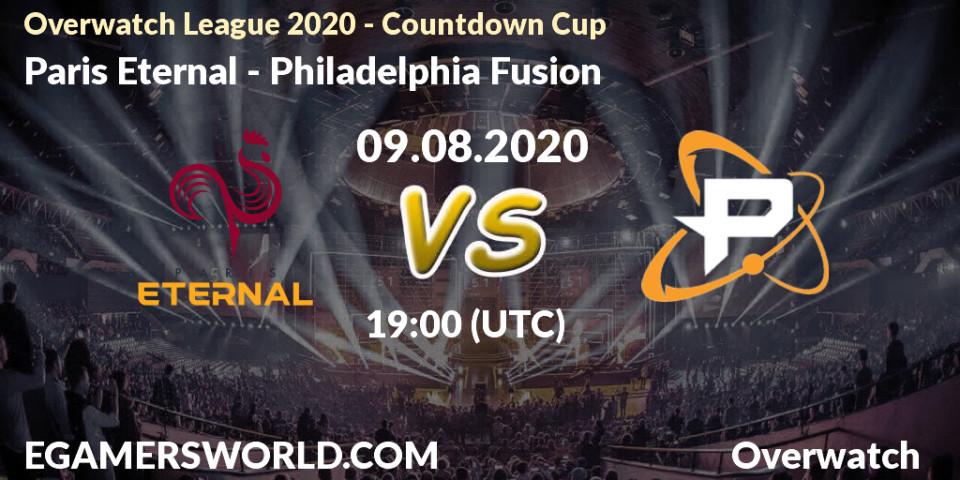 Pronósticos Paris Eternal - Philadelphia Fusion. 09.08.20. Overwatch League 2020 - Countdown Cup - Overwatch