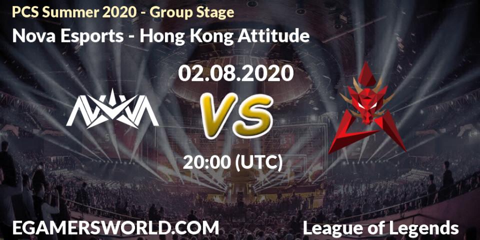 Pronósticos Nova Esports - Hong Kong Attitude. 02.08.2020 at 09:00. PCS Summer 2020 - Group Stage - LoL