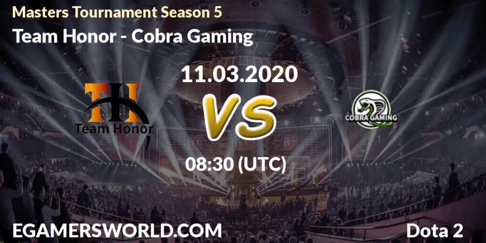 Pronósticos Team Honor - Cobra Gaming. 11.03.20. Masters Tournament Season 5 - Dota 2