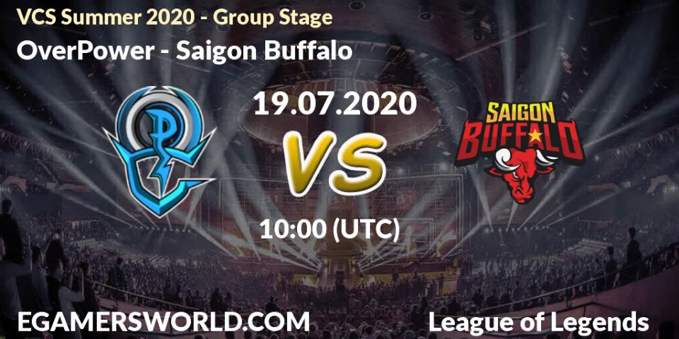 Pronósticos OverPower - Saigon Buffalo. 19.07.2020 at 09:46. VCS Summer 2020 - Group Stage - LoL
