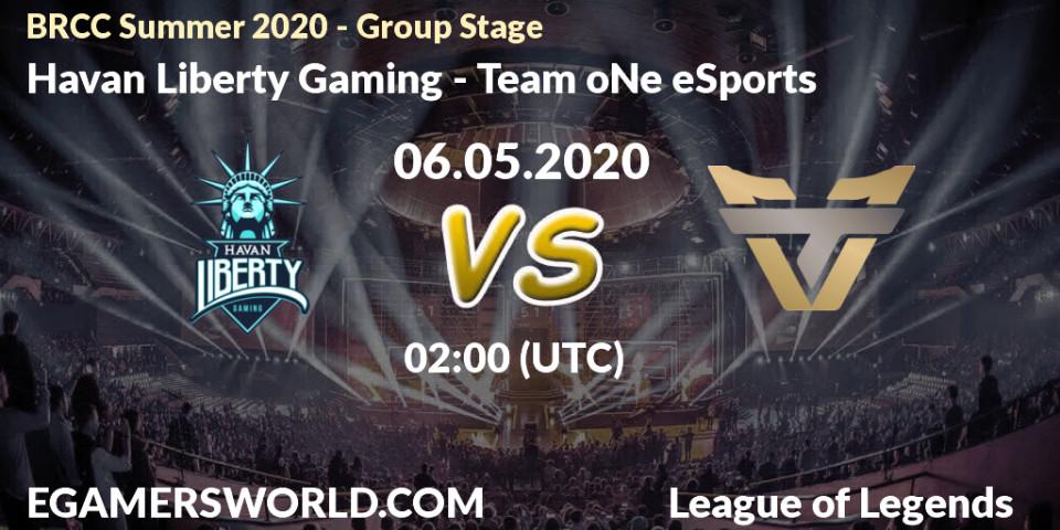 Pronósticos Havan Liberty Gaming - Team oNe eSports. 06.05.2020 at 02:00. BRCC Summer 2020 - Group Stage - LoL