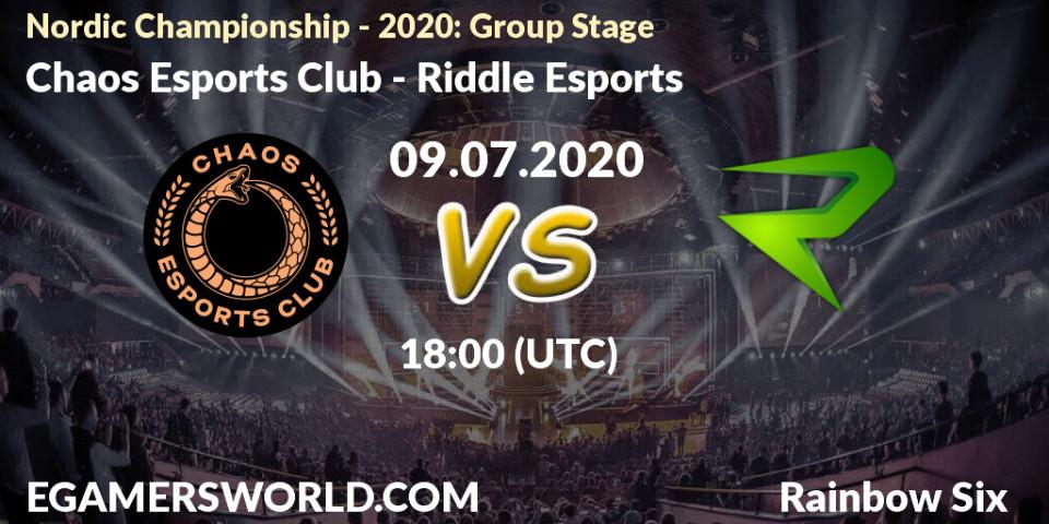 Pronósticos Chaos Esports Club - Riddle Esports. 09.07.2020 at 18:00. Nordic Championship - 2020: Group Stage - Rainbow Six