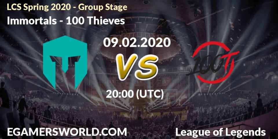 Pronósticos Immortals - 100 Thieves. 09.02.20. LCS Spring 2020 - Group Stage - LoL